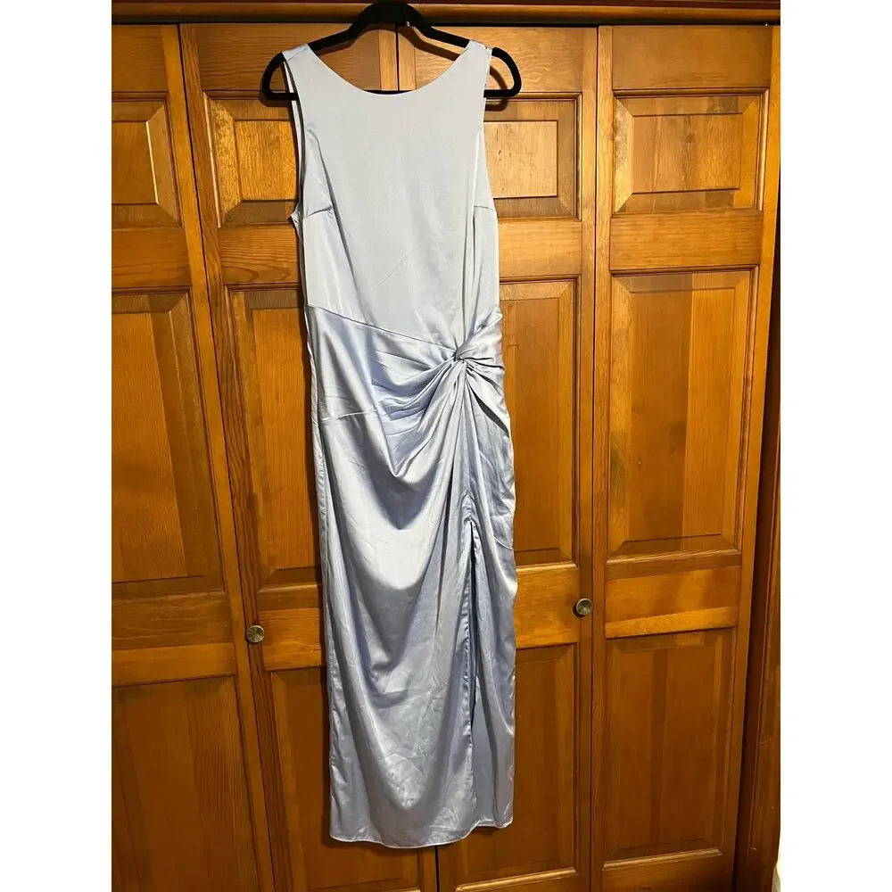 NWOT Abercrombie & Fitch Women’s Draped Satin Maxi Dress Periwinkle Blue Size LT